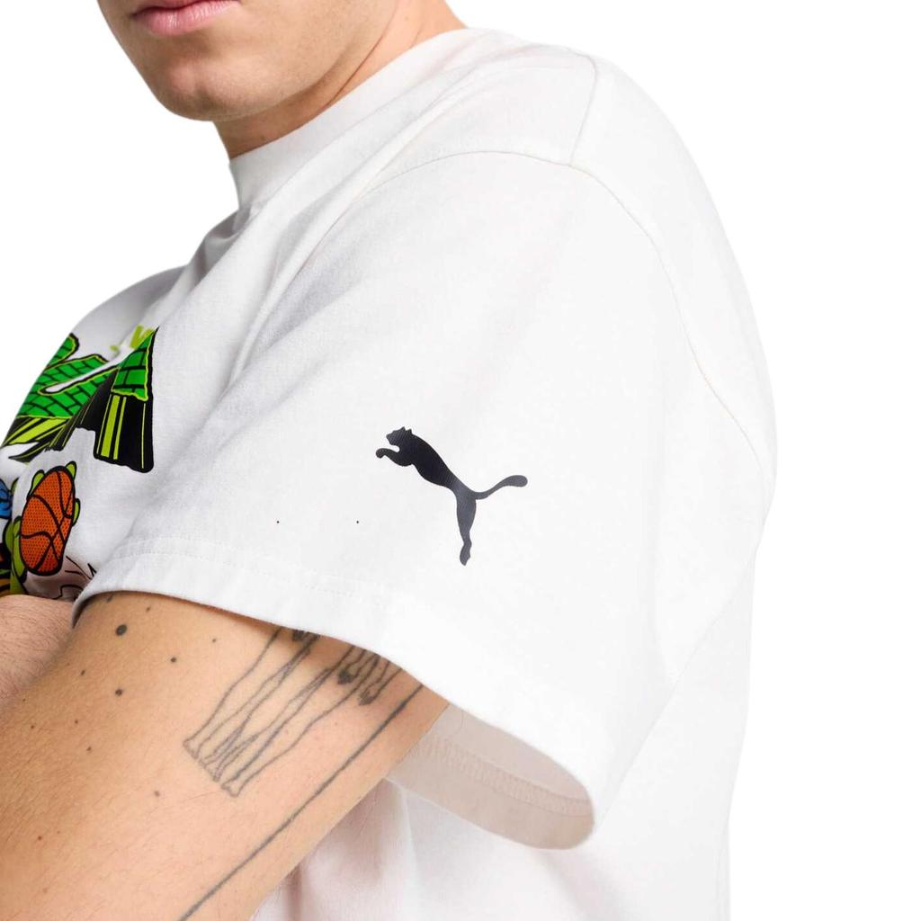 Puma Футболка с коротким рукавом и круглым вырезом с принтом логотипа и аниме, мужские топы, белая 630929-01