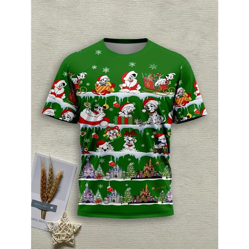 3D Printed Christmas Reindeer Pattern Men's T-shirt O Neck Short Sleeved T-shirt Street Men's Clothing