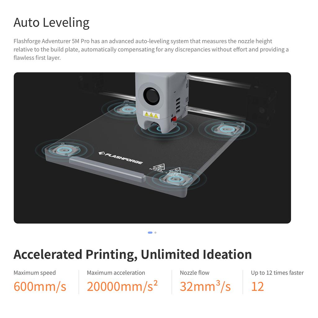 3D-принтер Flashforge Adventurer 5M 600 мм/с Максимальная скорость печати CoreXY с большим объемом печати 220 x 220 x 220 мм с