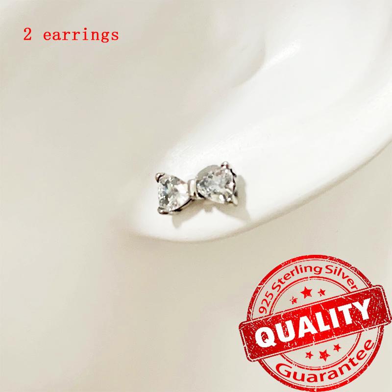 Новые медные серьги-пусеты в виде розовых бантиков с блестками и серьги-кольца с подвесками-паве для девочки, милые романтические украшения в подарок