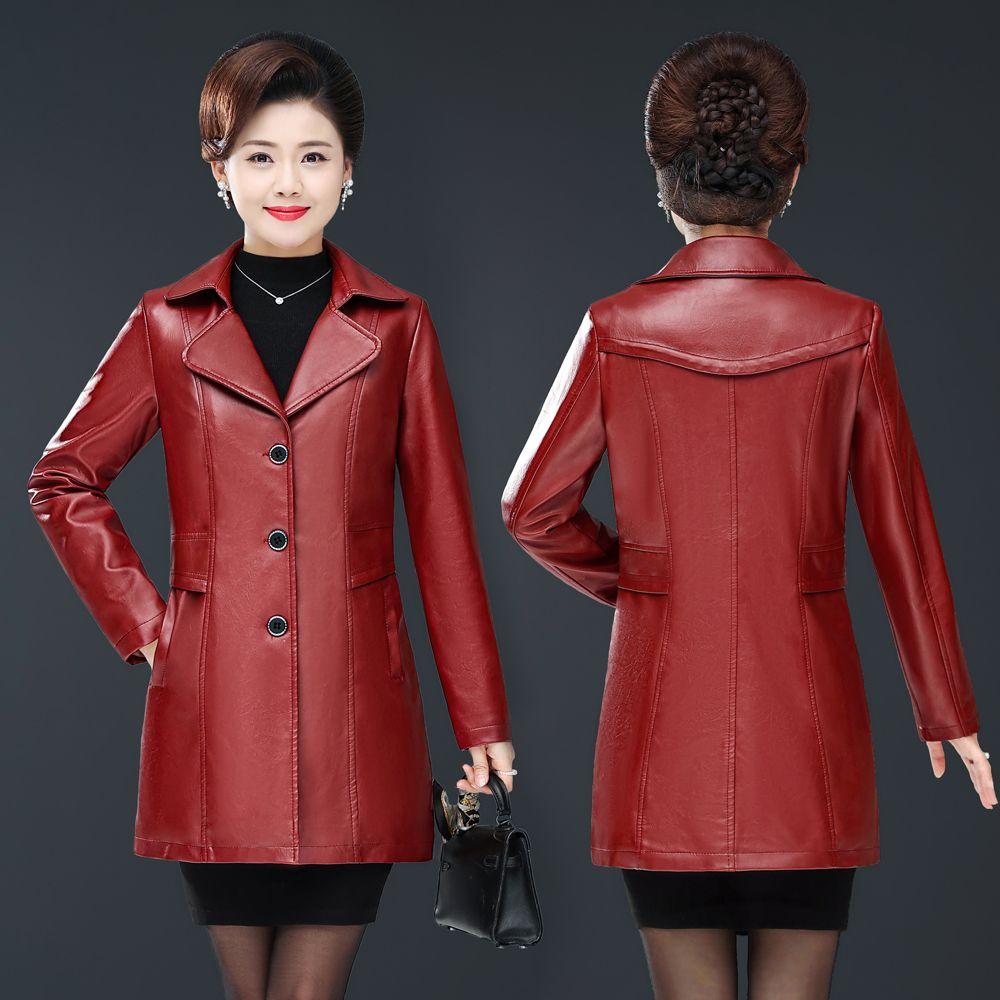 Кожаная куртка для женщин от 40 до 60 лет, облегающая, модная, для среднего и пожилого возраста, куртка и топ