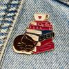 New Enamel Pin Book Love Cat Bookish Saying Metal Pin Gift Birthday 1 Piece