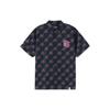 Li Ning Anti-Five Series Color Block Pattern Printed Прямой покрой однобортная повседневная рубашка с коротким рукавом унисекс рубашки черного цвета ASHR159-2