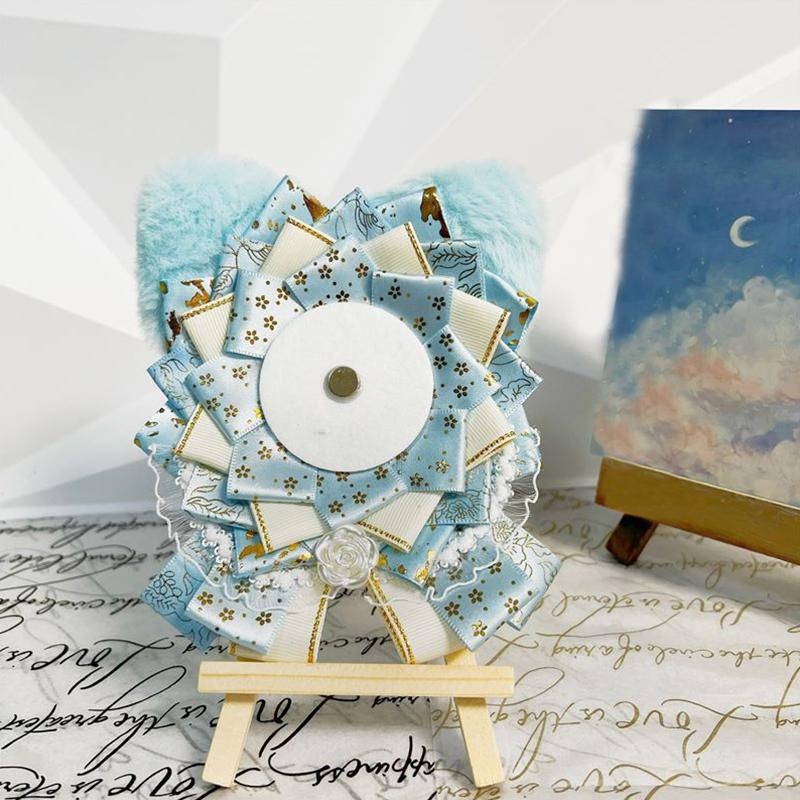 1PC Fabric Ins Style Handmade Diy Badge Holder Anime Peripheral Barrette Holder Cute Cat Ear Display Holder Multi-Colour