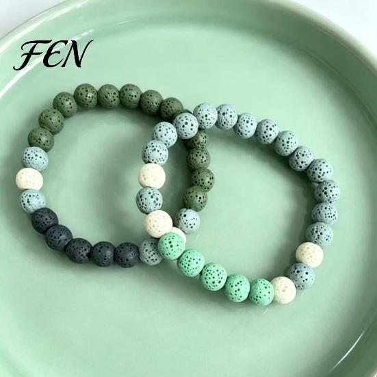 Essential Oil Diffuser Jewelry Gift Obsidian Stone Bracelet for Men Women, Colorful Rock Beads Delicate Porous Texture Bead Stackable Stretch
