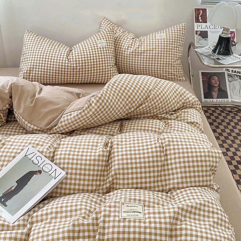Ins Style Комплект постельного белья в скандинавском стиле, одинарный, двойной, плоский лист, пододеяльник, наволочка, мягкая микрофибра, полный размер Queen Size, постельное белье