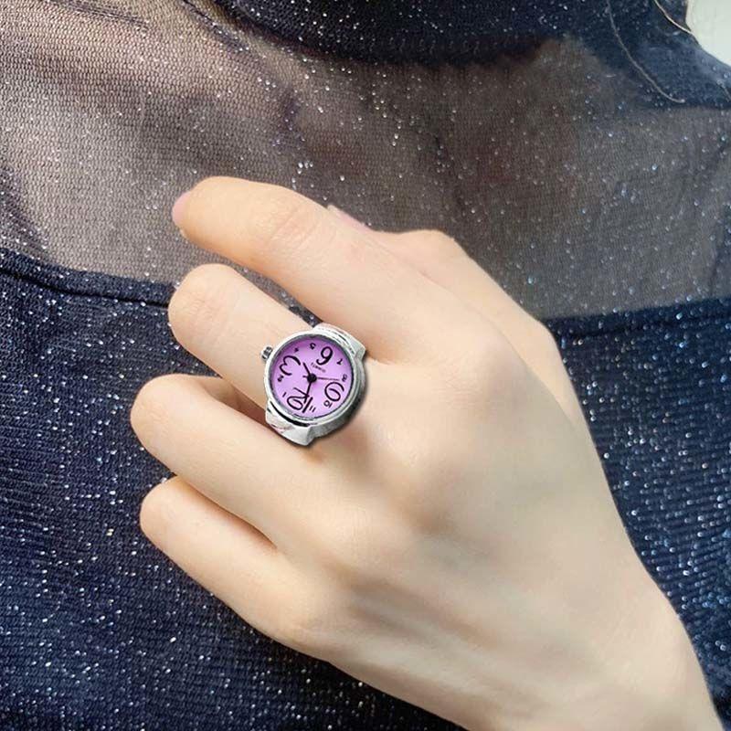 Модное кольцо для парных часов для мужчин и женщин, круглые кварцевые часы на палец, ювелирные изделия, подарки, кольцо из нержавеющей стали