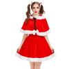 Adult Women Christmas Xmas Velvet Hooded Shawl Cloak Dress Set New Year Halloween Role Play Dress Up Cosplay Costume