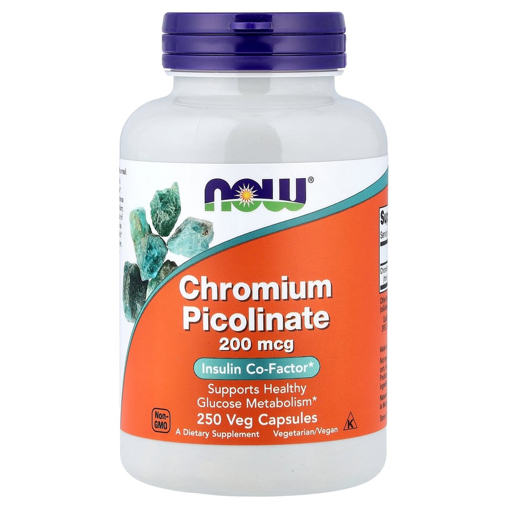 Now Foods Chromium Picolinate 200mcg Veg Capsules, 250 Count