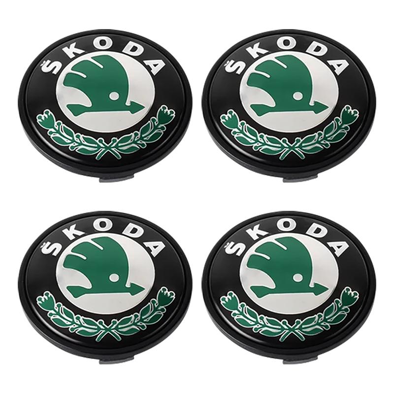 4Pcs 56mm Car Wheel Center Caps Hub Cap Covers Emblem Styling for Skoda A5 A7 A8 Fabia Karoq Superb Rapid Kamiq Octavia MK2 MK1 2 3