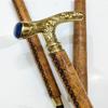 Handcrafted Brass Handle Walking Cane with Leather Stick