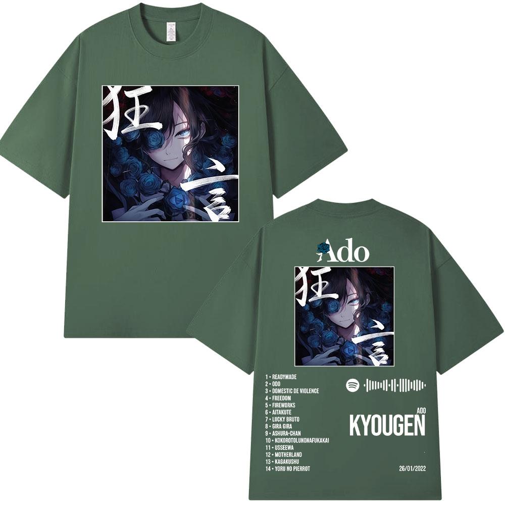 Ado World Tour 2025 Hibana Kyougen Футболка Мужская Женская Одежда Модная Футболка Хлопок Повседневная С Коротким Рукавом Оверсайз Футболки Топы