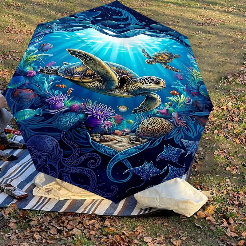 1PC Sea Turtles Ocean Visuals Umbrella-8-Rib Reinforced Portable Folding Travel Suitable for All Seasons Outdoor Daily Use Is an Ideal Choice -K0361