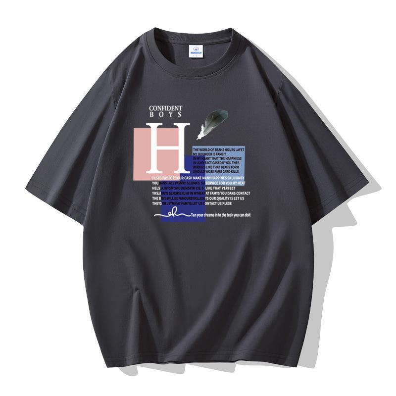 Мужская хлопковая футболка с короткими рукавами, большой размер, свободная футболка