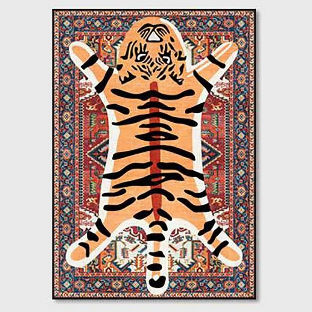 Stylish Animal Print Area Rug Pink Leopard Boho Carpet for Bedroom Living Room Decor Lounge Anti-slip Area Floor Mat Doormat