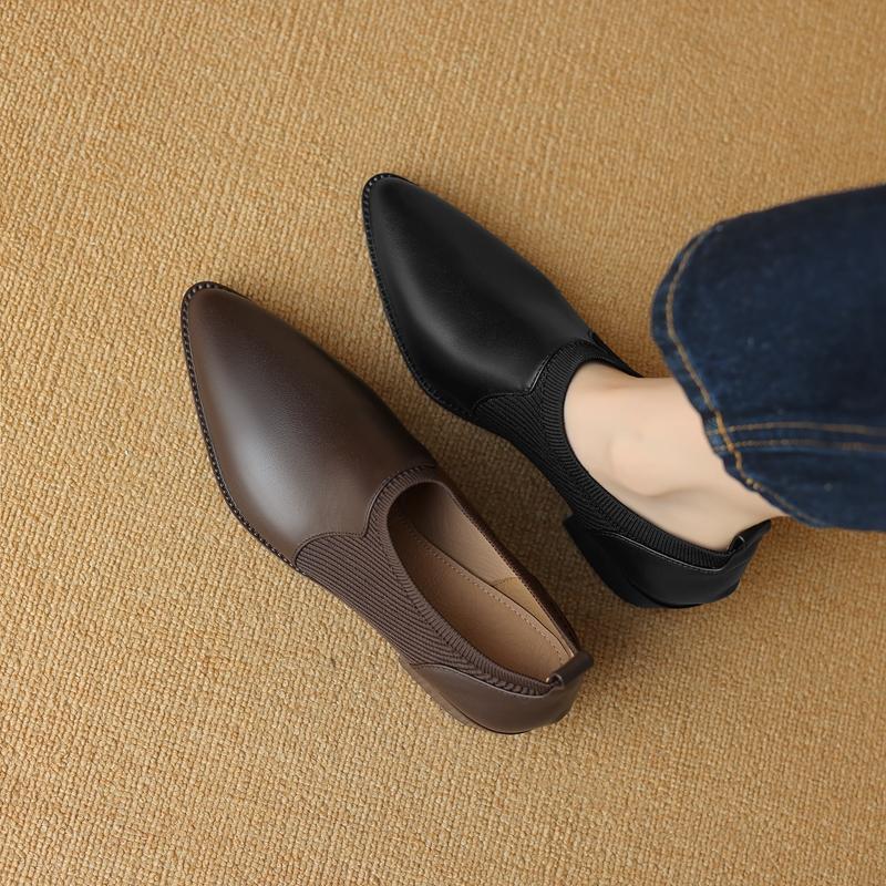 Модная женская новая остроносая кожаная коровья удобная оверсайз оксфордская туфля с глубоким вырезом и средним каблуком