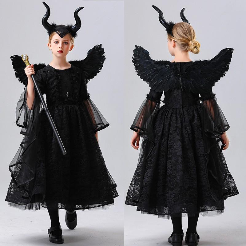 Kids Angel Devil Costume Halloween Cosplay Stage Performance Vampire Themed Outfit Girls