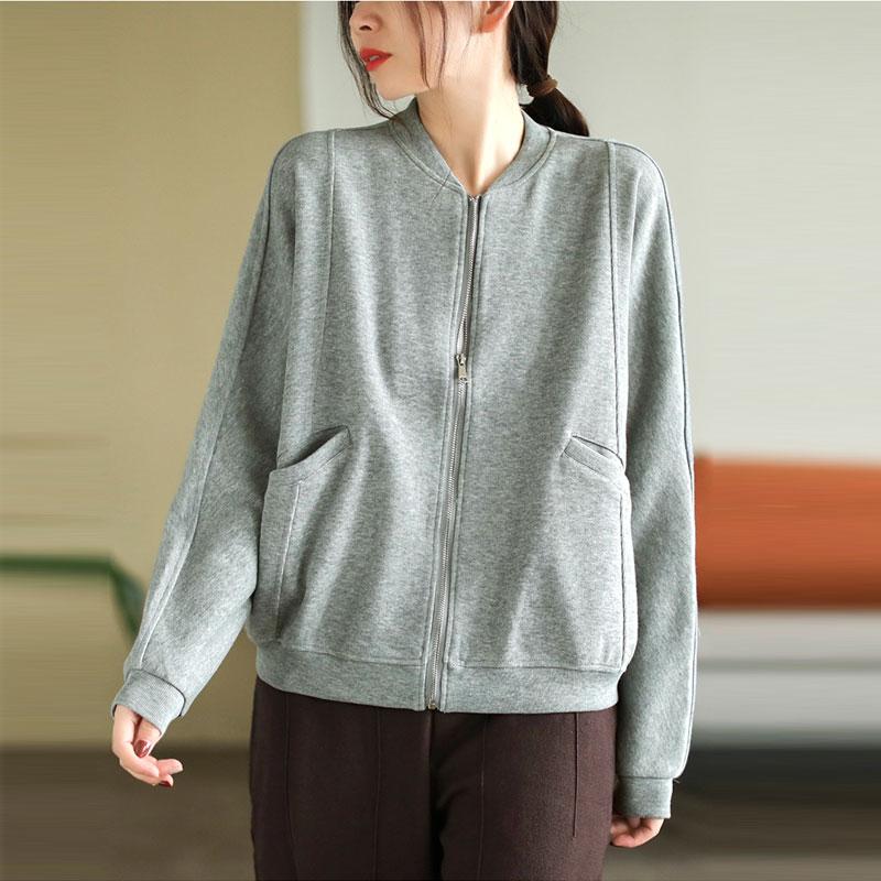 DIMANAF женские куртки больших размеров, однотонные толстовки и свитшоты на молнии, фиолетовые пальто, свободные повседневные осенние базовые топы, новинка 2022 года