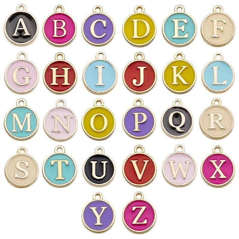 15x12mm New 26 Letters Initial Necklace Gold Chains Color Disc Pendant Necklace Alphabet Women Friends Family Letter Necklace