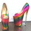 Женские пикантные сандалии 22 см, модель с круглым носком, на высоком каблуке для танцев на пилоне, обувь для ночного клуба, обувь для стриптиза, большие размеры