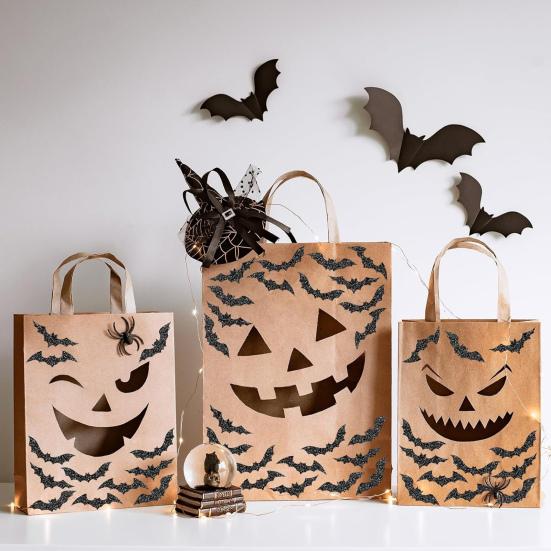 500 Pcs Halloween Bat Sticker Rolls Sparkly Pink Black Bat Decals Reusable Laptop Stickers for Coloring Book Scrapbook Envelope Journal Decor