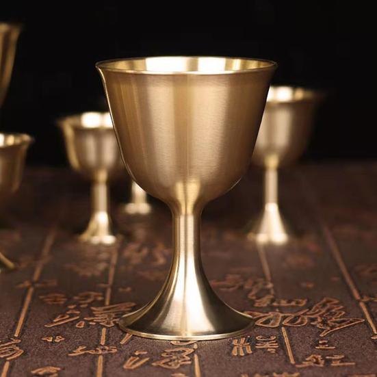 Бокал для вина Прочный хороший блеск Медь Портативная чашка для вина с гладкими краями Ежедневное использование