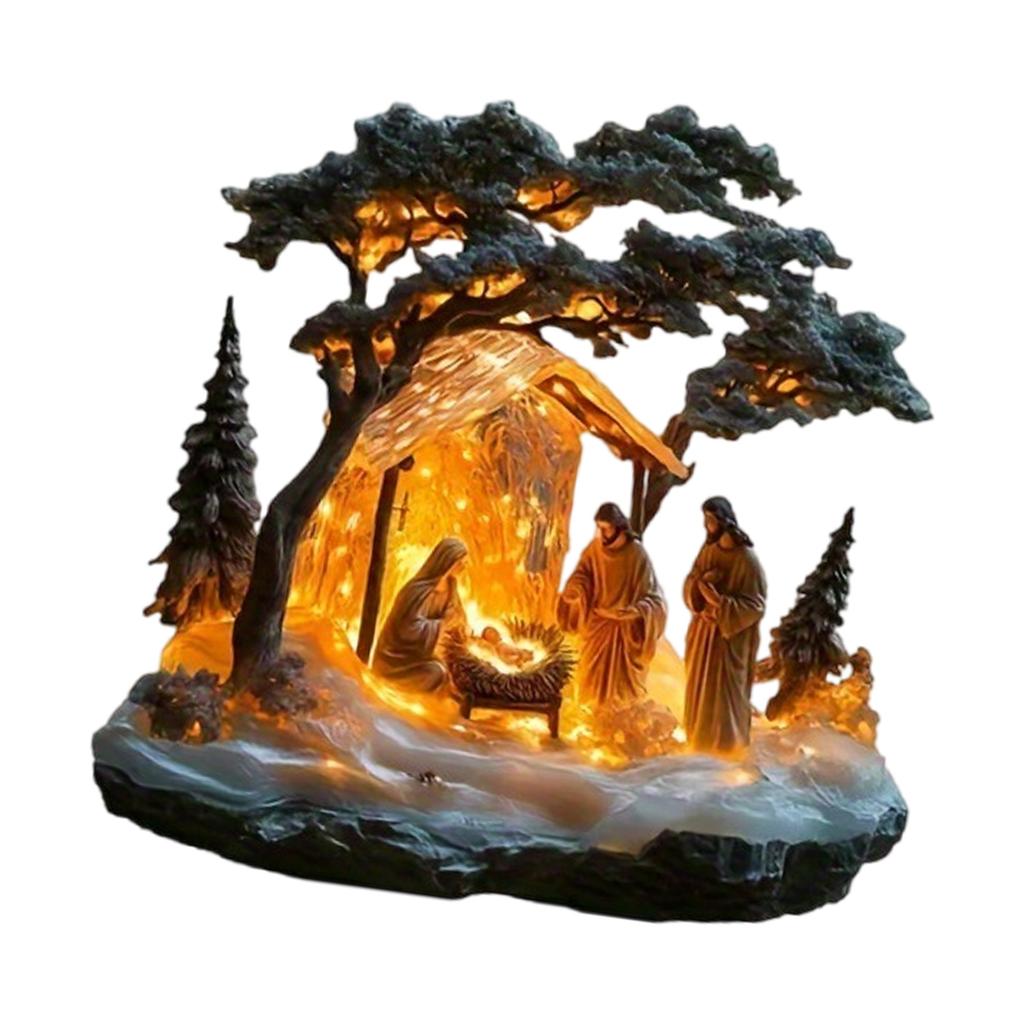 Детальная Праздничная Сцена Рождества Акриловая Скульптура Фигурка для Рождества Церковный Настольный Декор и Семейные Алтари Подарок