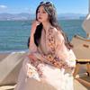 Cotton Linen Women Beach Scarf Flower Embroidery Shawls and Wraps Fashion Summer Hijab