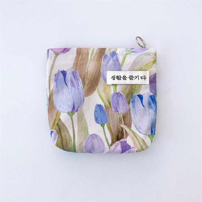 Mini Cotton Floral Organizer Bags for Women Bag Small Fabric Cosmetic Make Up Bag Little Purse Coin Pouch Children Cosmetic Case