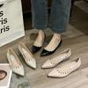 Inner Height Increase Cm Rivet Light Mouth Nude Pointed Soft Patent Leather Temperament Single Shoes Women's Versatile Shoes