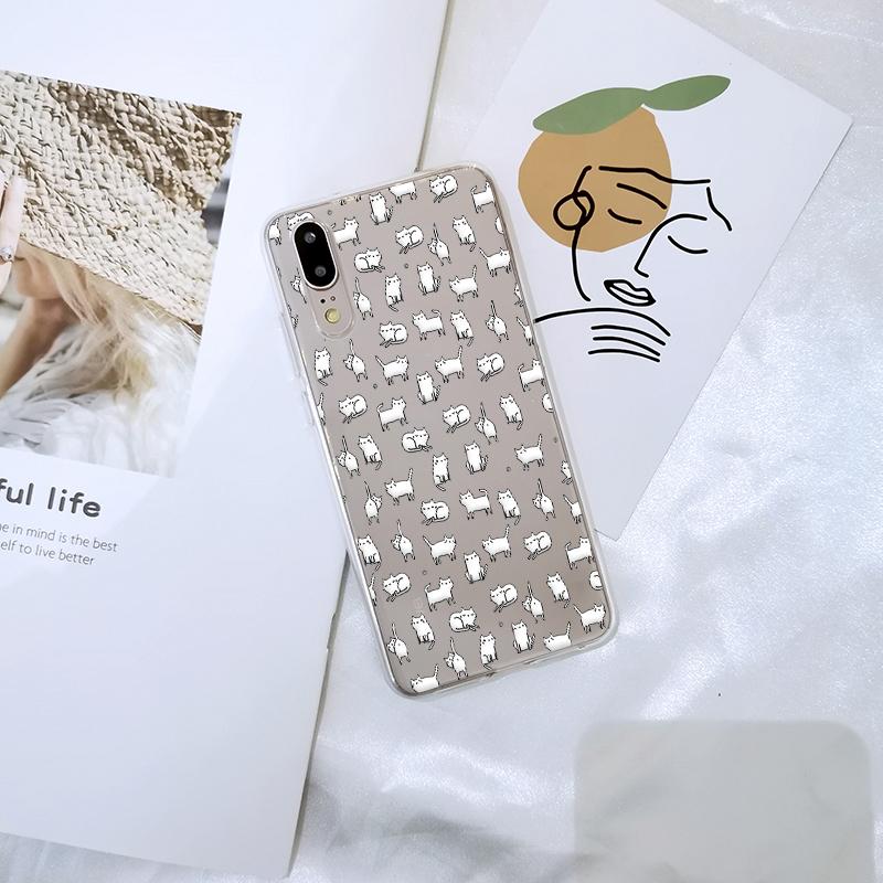 Милый мягкий чехол-накладка Kawaii Cat для Huawei P20 Lite Pro P9 P10 Plus P, силиконовый чехол для смартфона Huawei P8 P9 Lite Mini 2017