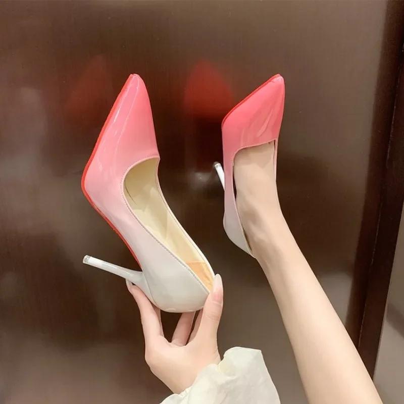 2024 High Heel Pointed Toe Stiletto Red Bottom 2024 Women's Shoes Shallow High Heels Red Bottom High Heels Lolita Shoes