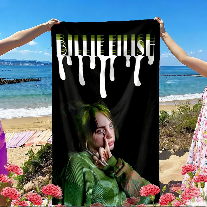 Billie Eilish Print Beach Towel, Versatile Lightweight Absorbent Beach Towel for Pool Surf Yoga Bathroom, Perfect Birthday Holiday Gift