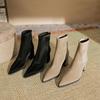 H768-5 Boots Women's High Mercerized Suede Medium Tube New Breathable Autumn and Winter Women's Boots Light Luxury Pointed Thick Heel Fashion Boots