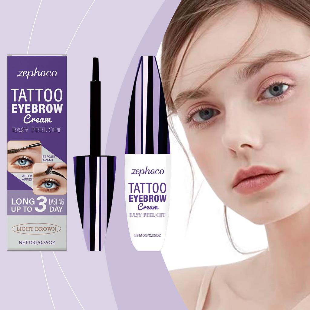 zephoco Light Brown Peel-Off Eyebrow Tinting Cream Creates Three-Dimensional Natural Wild Eyebrows, Waterproof and Long-Lasting