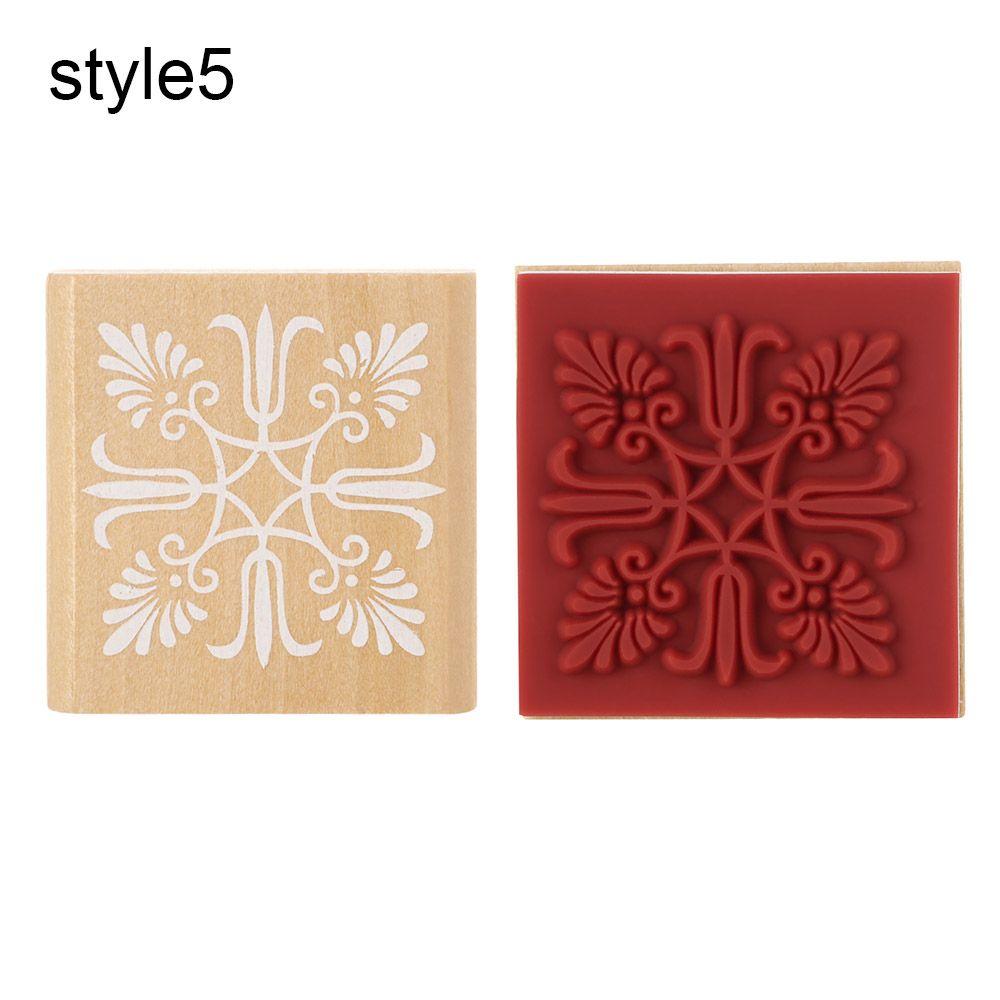 New Vintage DIY Craft Wooden Scrapbooking Square Floral Stamps Rubber