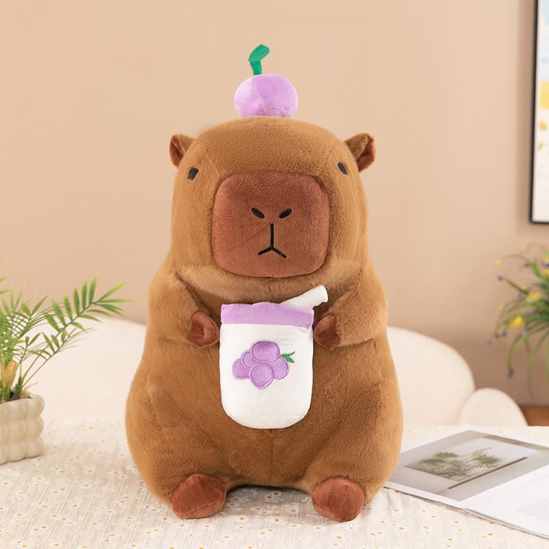 Fruit Tea Milk Cup Capybara Plush Toy Dolls Room Decoration Grape Carrot Cherry
