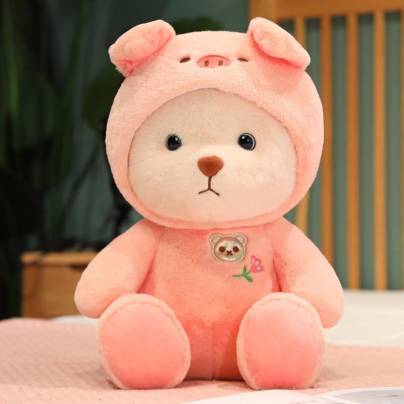 The New Bear Fighter Plush Toy Doll To Give Girls Children Cute Doll Cuddle Bear Strawberry Doll Throw Pillow Doll Gift