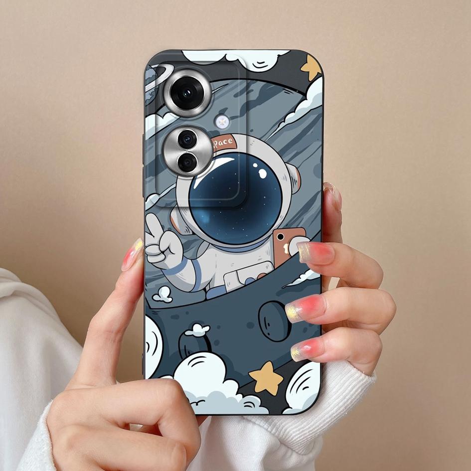 Чехол для OPPO A60 A59 Realme C65 12x Reno11 Pro, чехол для телефона с милым астронавтом-пилотом, противоударный, мягкий жидкий силикон, популярный чехол-бампер для OPPO