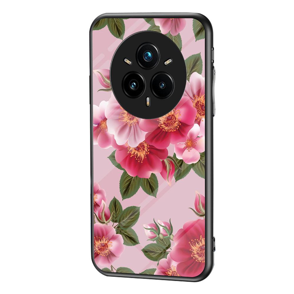 Для Realme 14 Pro+ 5G Чехол Цветочный узор ТПУ+Закаленное стекло Защитная крышка для телефона