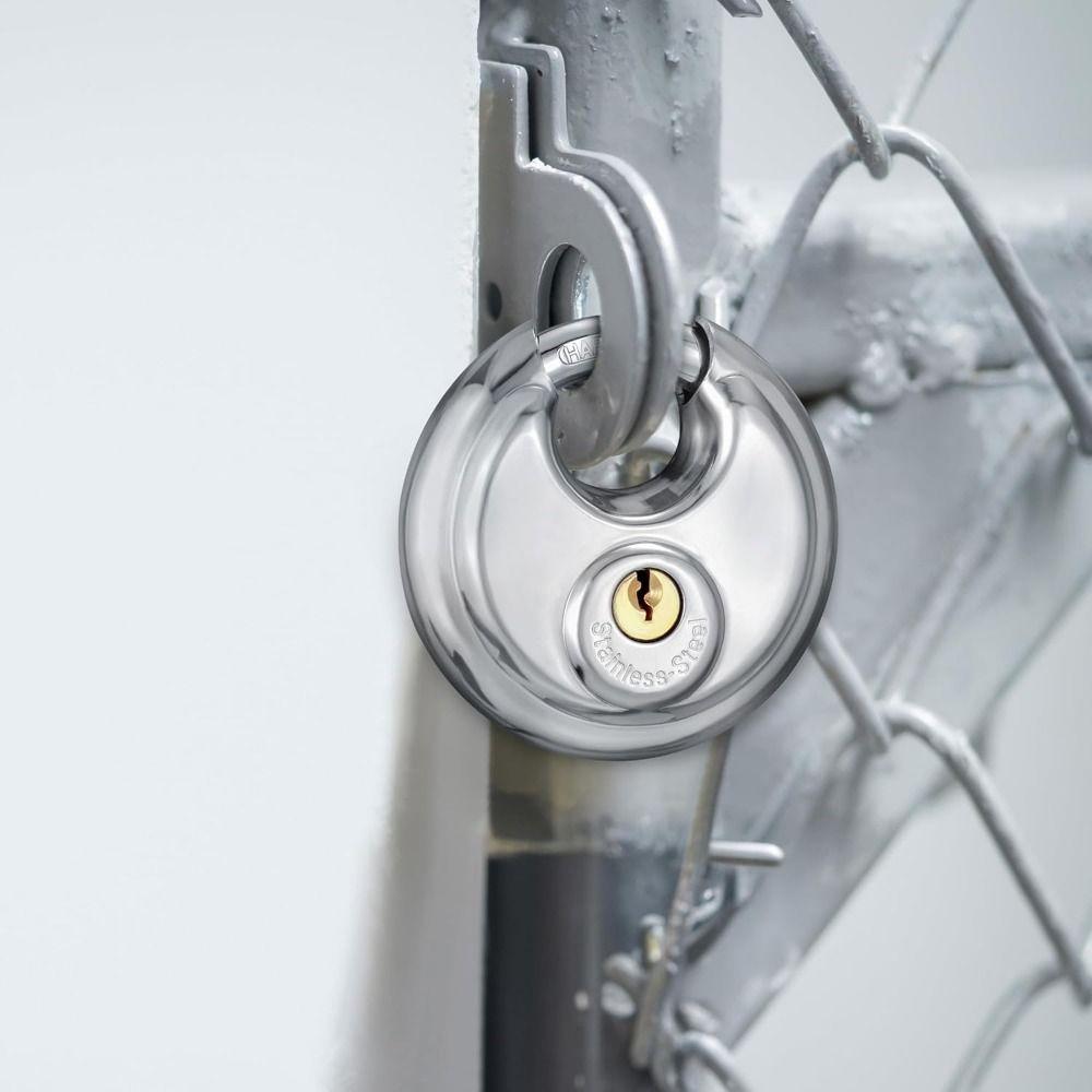Stainless Steel Round Disc Lock with 2 Keys Security Lock Disc Locking Padlock  Outdoor Use
