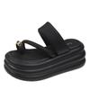 Fashion Summer Chunky Sandals New Women's Thick Bottom Wedge Heels Slides 7CM High Heels Platform Leather Casual Beach Flip Flops Woman