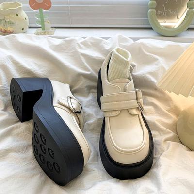 Милые женские туфли-лоферы 8 см с пряжкой, маленькие кожаные туфли ~ весенне-летняя одежда для вечерних платьев Мэри Джейн, одинарные туфли