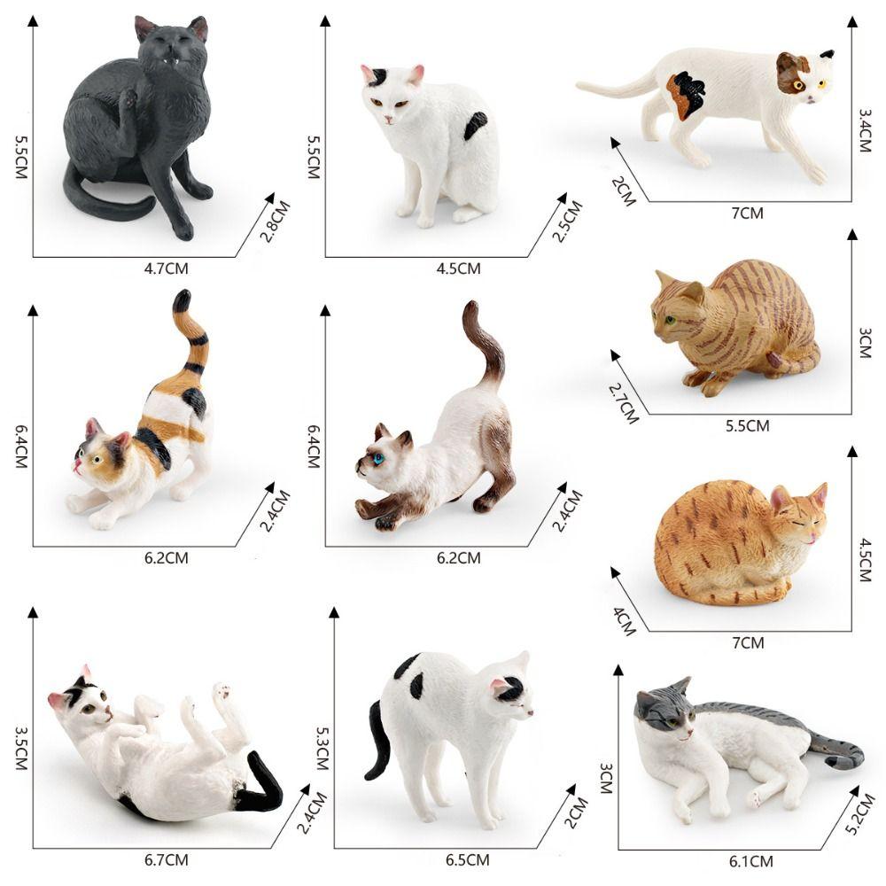 PVC Cat Figures Statue 9 Colors Mini Model Desktop Toys Kawaii Cat Doll Ornaments  Home Decoration