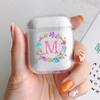 Fashion Floral 26 Letters Alphabet Soft Protector Cover Transparent Box for Apple Airpods 1 2 3 Pro Women Girl AirPods Case
