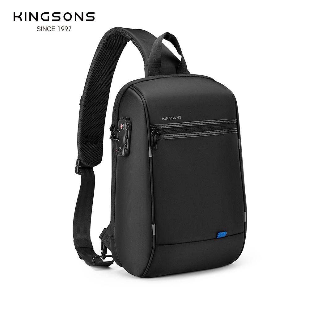 Kingsons Anti-theft Men Chest Bag 14 Inch Laptop Bag Single Shoulder Messenger Bag Waterproof Crossbody Bag With USB Charging Port&TSA Customs Lock