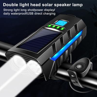 Многофункциональный велосипедный фонарь с высоким люменом, супер яркий, водонепроницаемый, с солнечной зарядкой, светодиодный передний фонарь для велосипеда с звуковым сигналом