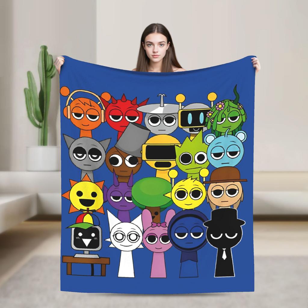 Sprunkis Plush Blanket Cartoon Game Awesome Throw Blankets for Sofa Bedding Lounge 150*125cm Plush Thin Quilt