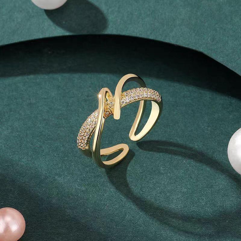 Trendy Simple Design Copper Ring For Women Featuring Dazzling Adjustable Geometric Shape