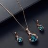 Wish Fashion Women's Blue, Green & Red Teardrop Necklace & Earrings Set